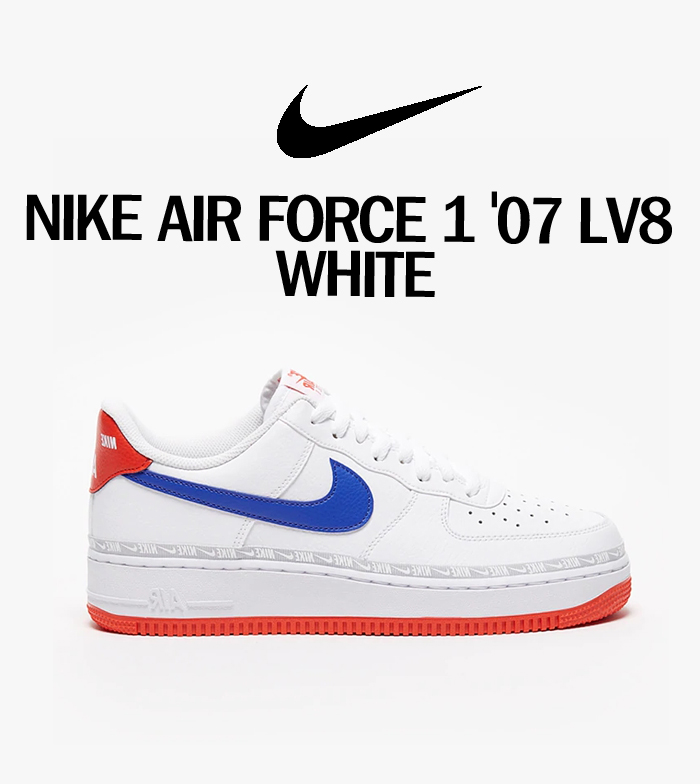 Nike Air Force 1 '07 LV8 White/Game Royal-Habanero Red - CD7339